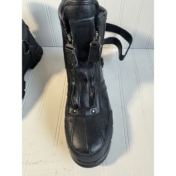 vintage 90s mens black Polo Ralph Lauren Conquest Hi II boots motorcycle 8 D