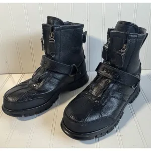 vintage 90s mens black Polo Ralph Lauren Conquest Hi II boots motorcycle 8 D