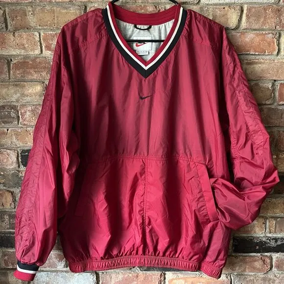 Vintage 90's Nike Windbreaker Jacket 1990s Women's XL Red Center Swoosh