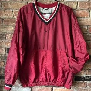 Vintage 90's Nike Windbreaker Jacket 1990s Women's XL Red Center Swoosh