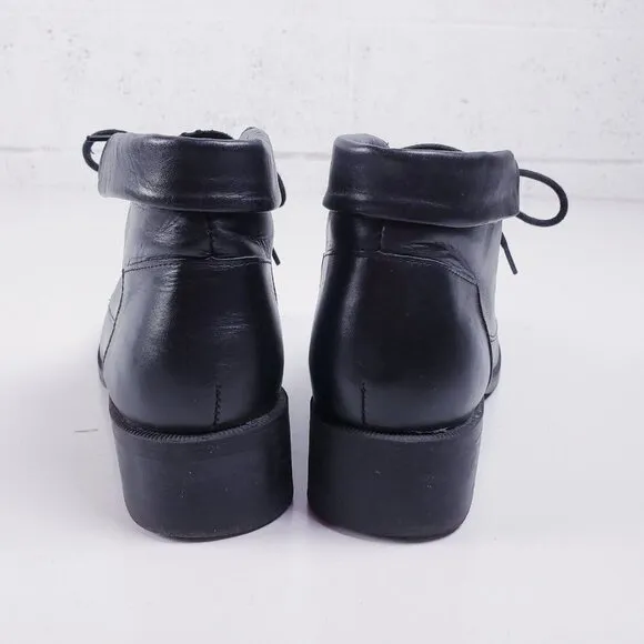 Vintage 90s y2k Bratz Square Toe Chunky Heel Black Ankle Boots Black Size 7.5
