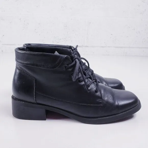 Vintage 90s y2k Bratz Square Toe Chunky Heel Black Ankle Boots Black Size 7.5