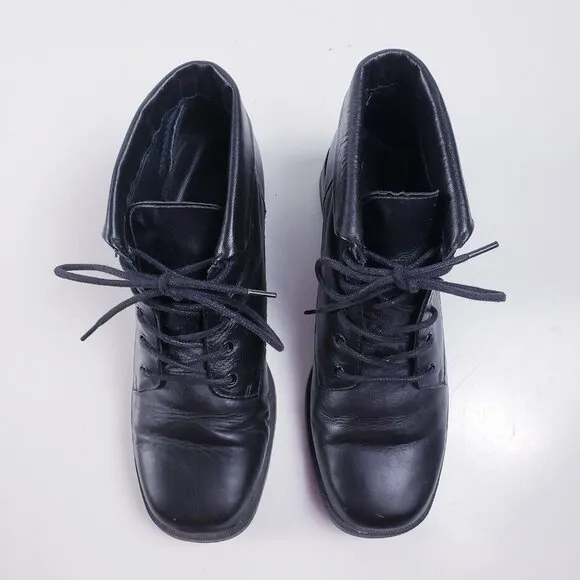 Vintage 90s y2k Bratz Square Toe Chunky Heel Black Ankle Boots Black Size 7.5