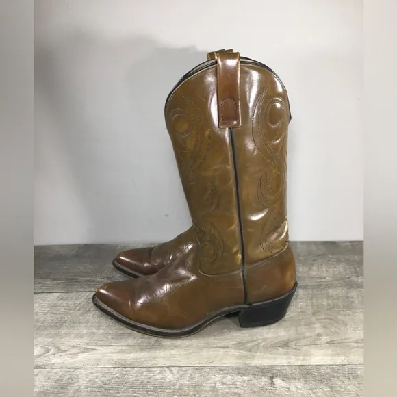 Vintage Acme Dingo? Swirl Inlay Cowboy Western Leather Motorcycle Men’s Boots 8