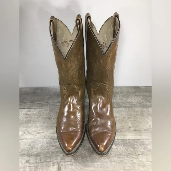 Vintage Acme Dingo? Swirl Inlay Cowboy Western Leather Motorcycle Men’s Boots 8