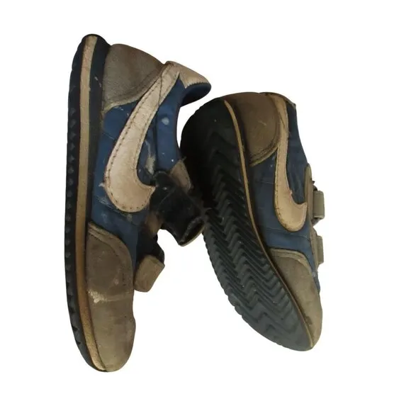 Vintage Boys Nike Toddler Shoes Sneakers Waffle Velcro 1983 Sz 9 831101KC6 Blue