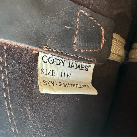 Vintage Brown Leather Harness Boots 11W Motorcycle Riding Square Toe Cody James