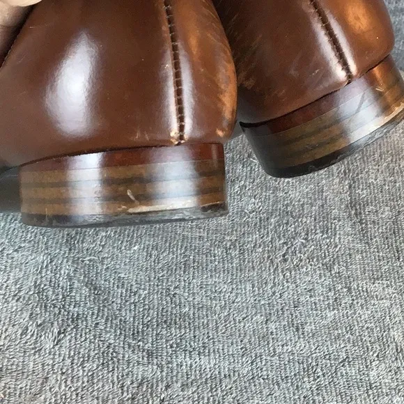 Vintage Brown Leather Mary Jane Shoes with Buckle USA Made