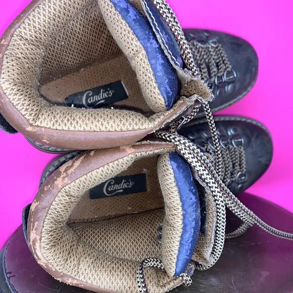Vintage Candie's Leather Lug Sole Hiking Boot Sz 7.5