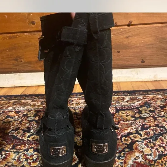 Vintage Coach Black suede Thelma boots