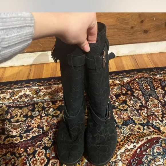 Vintage Coach Black suede Thelma boots
