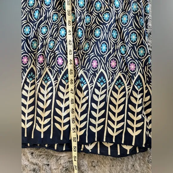 Vintage Cotton Peacock Blue &amp; Purple 70s Maxi Dress Handmade EUC Boho Kafatan