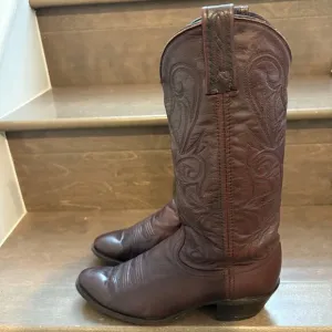 Vintage Dan Post Colleen Cowboy Boots Women 7.5M Oxblood Leather Western Rodeo