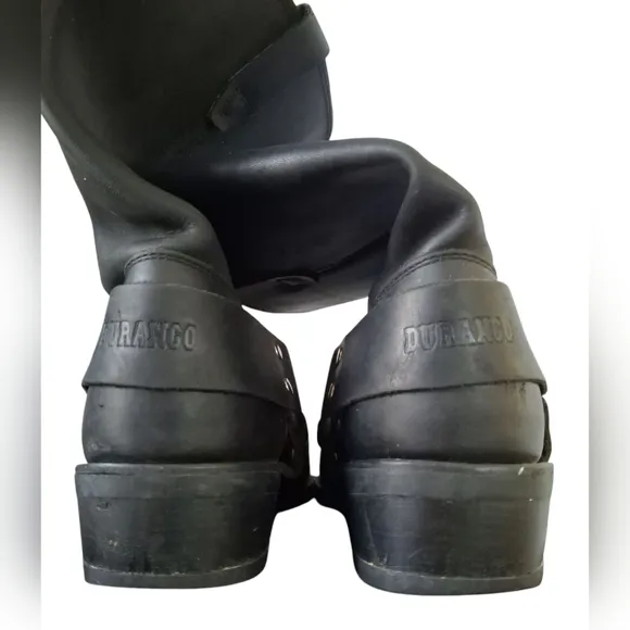 Vintage Durango Engineer Harness Boots Men's 12 D USA Black Leather Motorcycle