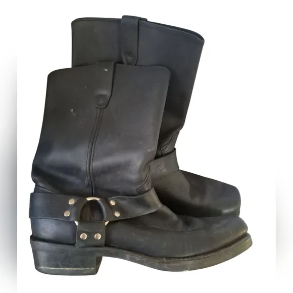 Vintage Durango Engineer Harness Boots Men's 12 D USA Black Leather Motorcycle