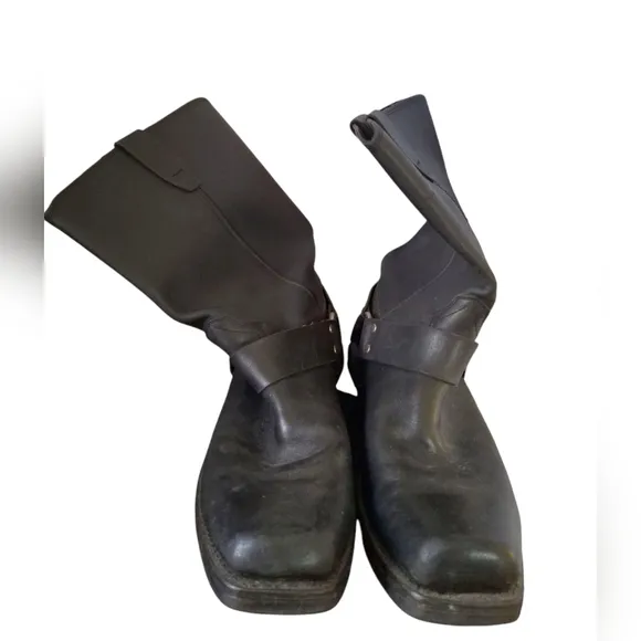 Vintage Durango Engineer Harness Boots Men's 12 D USA Black Leather Motorcycle