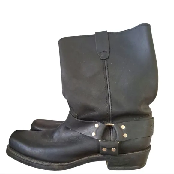 Vintage Durango Engineer Harness Boots Men's 12 D USA Black Leather Motorcycle