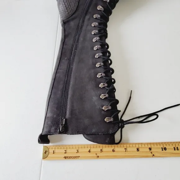 Vintage Foundry Co. Henrietta Tall Boots Size 8 Leather Lace-up and Zip Grunge