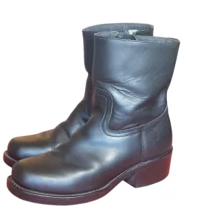 Vintage Frye Campus Boots Black Leather  Short Boots Moto Motorcycle Men's