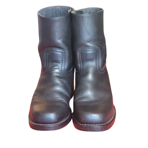 Vintage Frye Campus Boots Black Leather  Short Boots Moto Motorcycle Men's