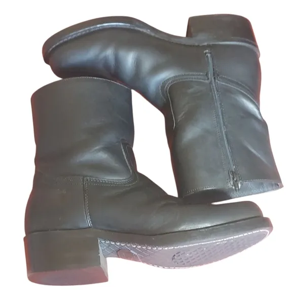 Vintage Frye Campus Boots Black Leather  Short Boots Moto Motorcycle Men's