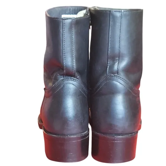 Vintage Frye Campus Boots Black Leather  Short Boots Moto Motorcycle Men's