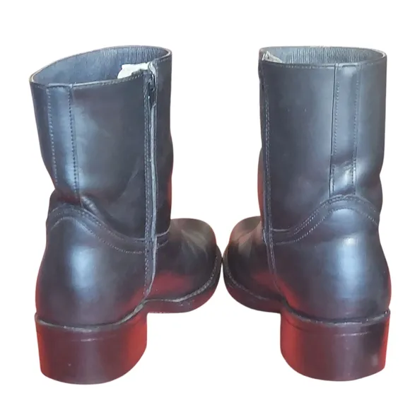 Vintage Frye Campus Boots Black Leather  Short Boots Moto Motorcycle Men's