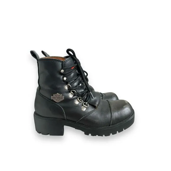 Vintage Harley Davidson chunky Y2K leather biker moto boots sz 7 grunge punk stu