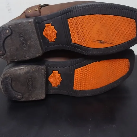 Vintage Harley Davidson Unisex Brown Leather Motorcycle Boots