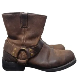 Vintage Harley Davidson Unisex Brown Leather Motorcycle Boots