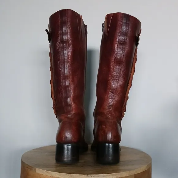 Vintage Leather Knee High Heeled Western Boots