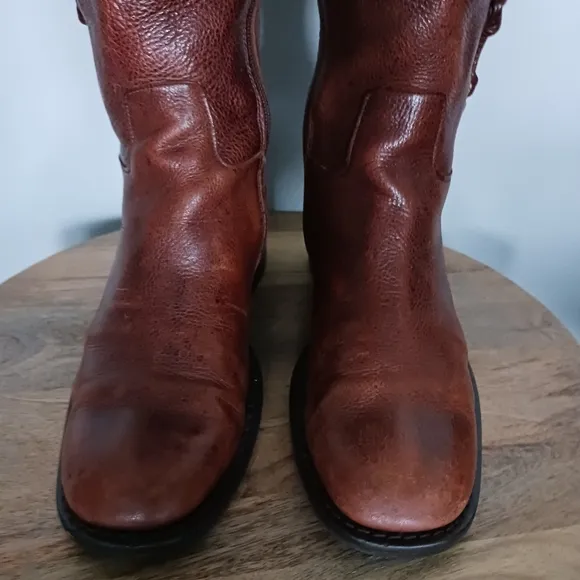 Vintage Leather Knee High Heeled Western Boots