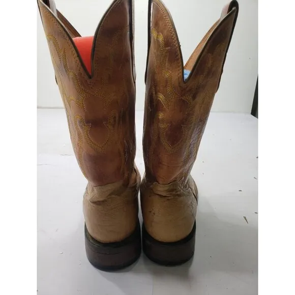 Vintage Lucchese Men’s Style M1807 Ostrich Smooth Quill Cowboy Boots Size 12D