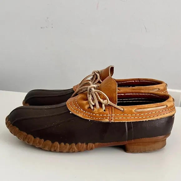Vintage Maine Hunting Shoe Brown Rubber &amp; Leather Trim Waterproof Shoes, Size 9