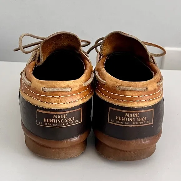 Vintage Maine Hunting Shoe Brown Rubber &amp; Leather Trim Waterproof Shoes, Size 9