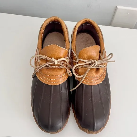 Vintage Maine Hunting Shoe Brown Rubber &amp; Leather Trim Waterproof Shoes, Size 9