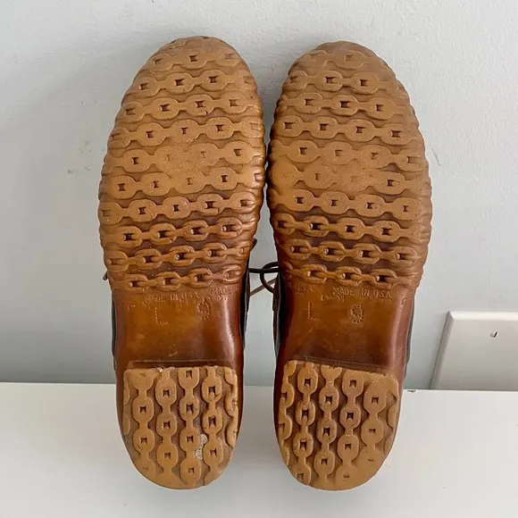 Vintage Maine Hunting Shoe Brown Rubber &amp; Leather Trim Waterproof Shoes, Size 9