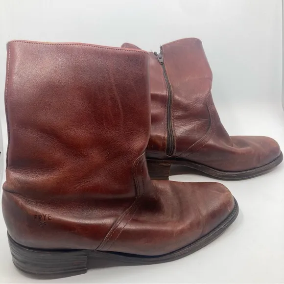 Vintage Mens Frye Burgundy Brown Leather combat Boots Size US 9.5 D