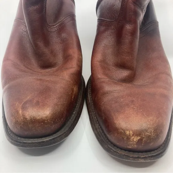 Vintage Mens Frye Burgundy Brown Leather combat Boots Size US 9.5 D