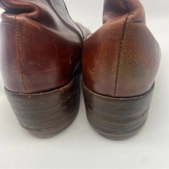 Vintage Mens Frye Burgundy Brown Leather combat Boots Size US 9.5 D