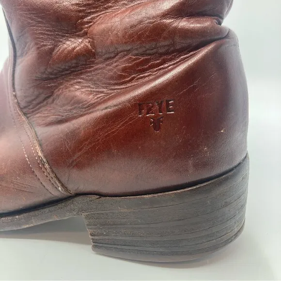 Vintage Mens Frye Burgundy Brown Leather combat Boots Size US 9.5 D