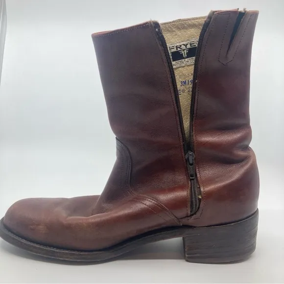 Vintage Mens Frye Burgundy Brown Leather combat Boots Size US 9.5 D