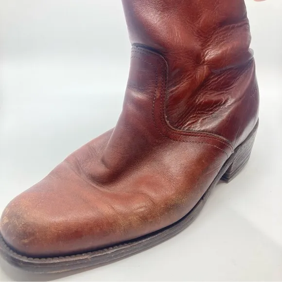 Vintage Mens Frye Burgundy Brown Leather combat Boots Size US 9.5 D