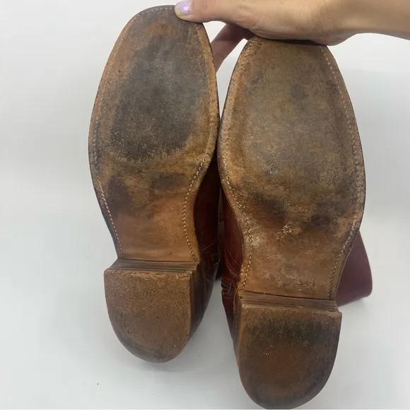 Vintage Mens Frye Burgundy Brown Leather combat Boots Size US 9.5 D