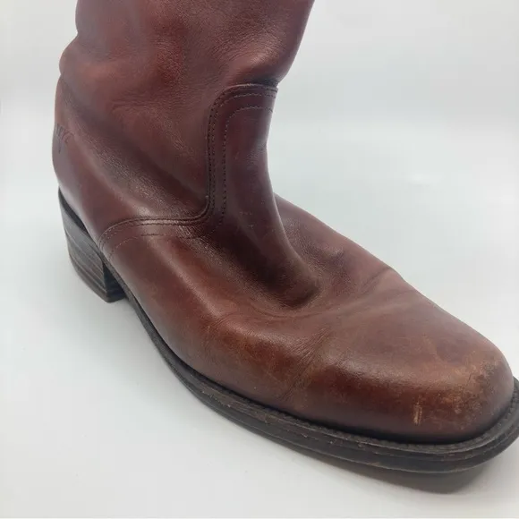 Vintage Mens Frye Burgundy Brown Leather combat Boots Size US 9.5 D