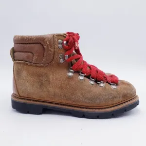 Vintage Mountaineering Hiking Boots Brown Suede Red Laces Women's Size 8.5