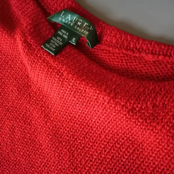☀*Vintage Ralph Lauren Bateau/ Boat Neck 100% Cotton Ribbed Sweater - Size: XL
