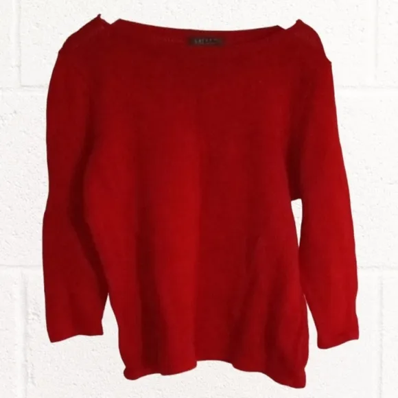☀*Vintage Ralph Lauren Bateau/ Boat Neck 100% Cotton Ribbed Sweater - Size: XL