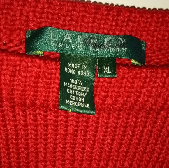 ☀*Vintage Ralph Lauren Bateau/ Boat Neck 100% Cotton Ribbed Sweater - Size: XL