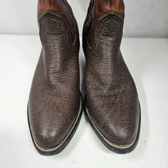 Vintage Union Made Cowboy Western Biker Brown Leather Boots Men's Size 9.5 D